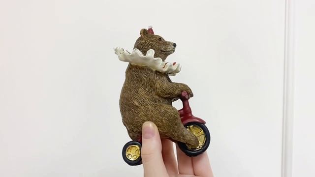Декоративная фигура МИШКА НА ВЕЛОСИПЕДЕ полистоун 15 см MC38040