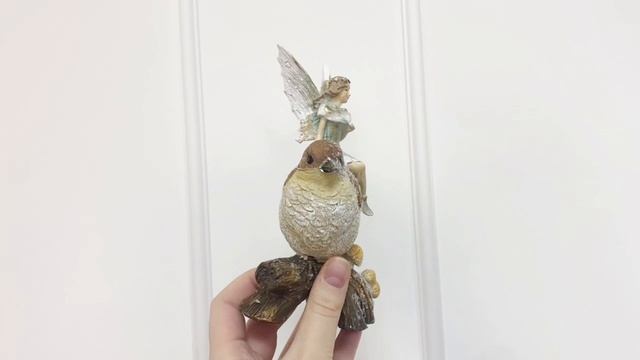 Декоративная фигура ФЕЯ АБЕЛЬ НА ПТИЧКЕ, полистоун, 16 см, MC38067-1