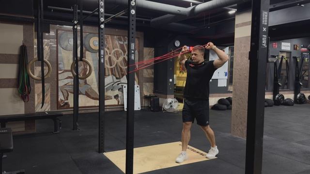 Тяга резины к лицу с вращением плеч наружу|Banded Face Pull With External Rotation