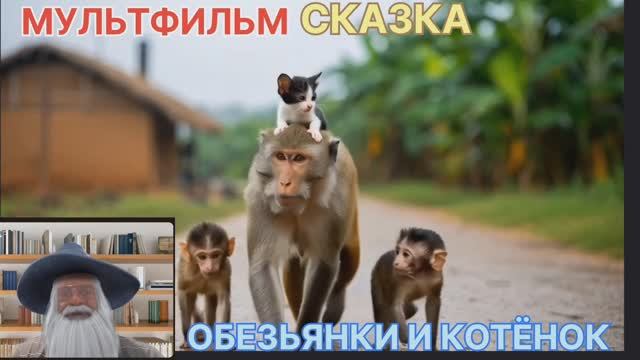 Фил Мультфильм Сказка для детей Обезьянки и котёнок Развивающая познавательная для малышей