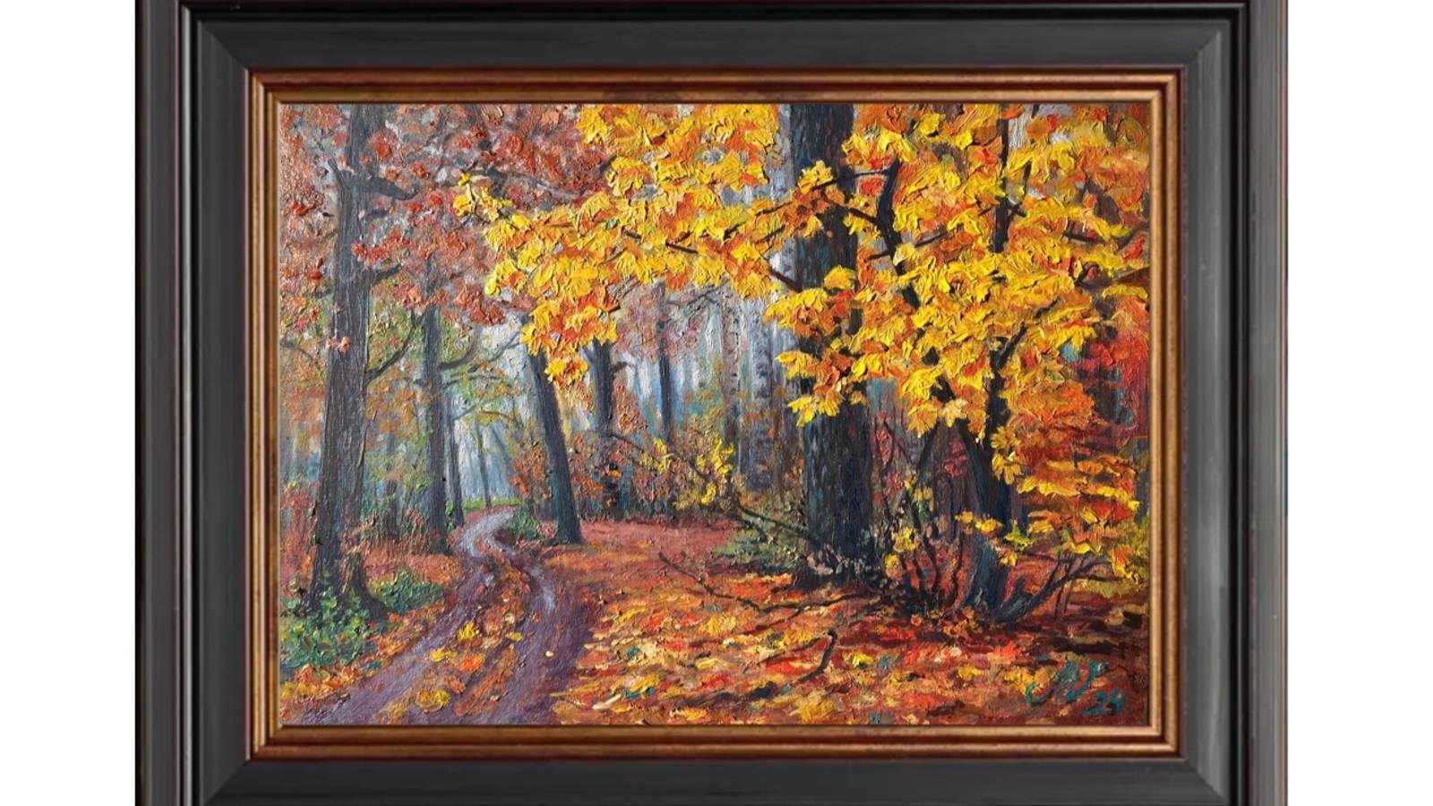 Золотой клён картина маслом А5