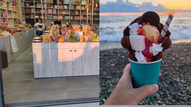 20 сентября. Море после шторма. Набережная Лазаревского. Торговые ряды. Атмосфера вечером.