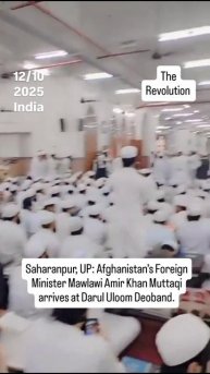 Saharanpur, UP: Afghanistan’s Foreign Minister Mawlawi Amir Khan Muttaqi arrives at Darul Uloom Deob