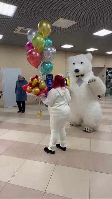 Заказать поздравление белого мишки Химки Лобня Красногорск Долгопрудный Реутов Мытищи Люберцы
