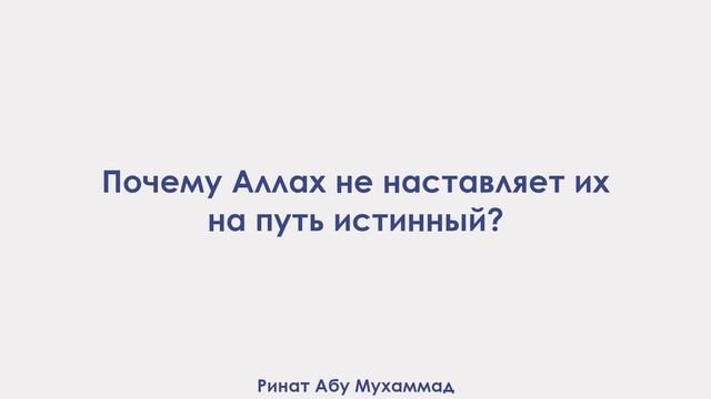 Почему Аллах не наставляет их на путь истинный? Ринат Абу Мухаммад