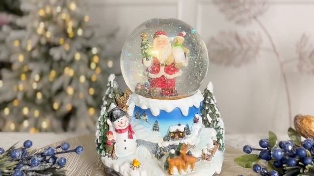 Музыкальный снежный шар ЛУЧШИЕ ПОДАРКИ ОТ САНТЫ, LED-огни (смена цветов), динамика, 20 см, 50-1860