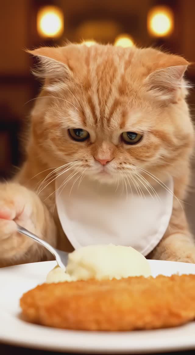 Котик кушает