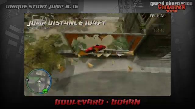 GTA Chinatown Wars - Walkthrough - Unique Stunt Jump #16 - Boulevard (Bohan)