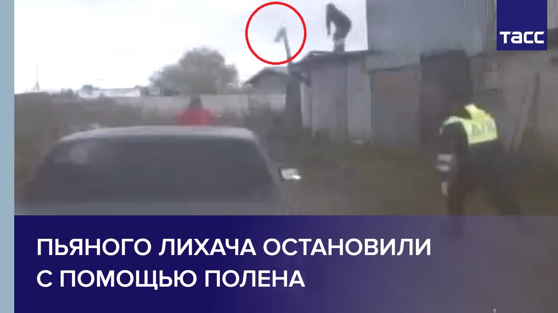Пьяного лихача остановили с помощью полена