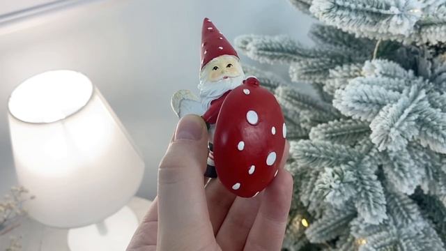 Ёлочное украшение ГНОМИК С ГРИБОМ, полистоун, 9 см, D45434-3