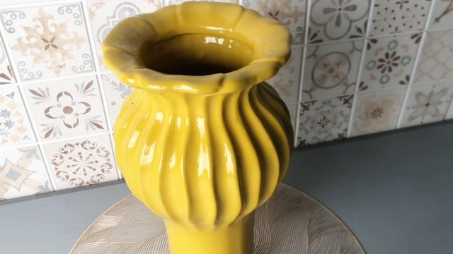 Декоративная ваза ФЕЛИЗА, керамика, жёлтая, 30 см, 1133992