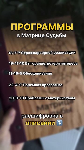 Программы в матрице судьбы