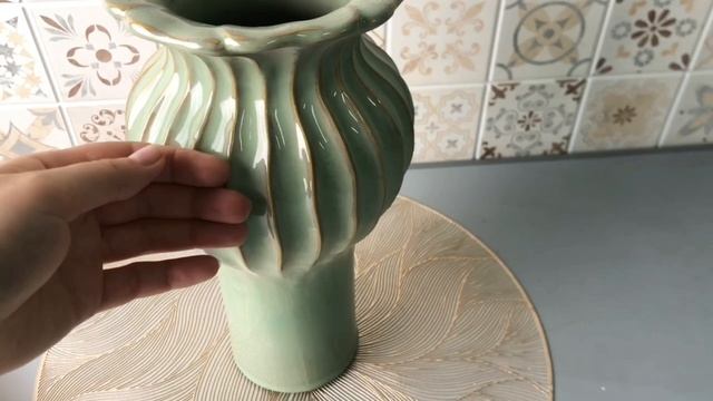 Декоративная ваза ФЕЛИЗА, керамика, светло-зелёная, 30 см, 1133993