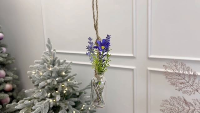 Подвесное украшение БУКЕТ В БУТЫЛОЧКЕ, стекло, искусственные цветы, 18 см, 865071