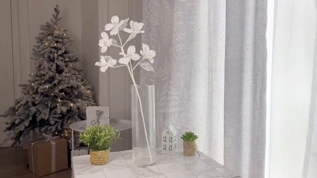 Декоративная ветка ЦВЕТУЩИЙ МИНДАЛЬ, полиэстер, белая, 60 см, 5001084