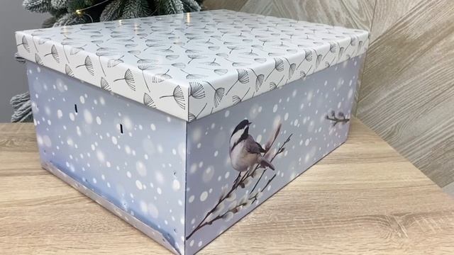 Декоративная коробка для хранения ВЕСЕННИЙ СТИЛЬ: СИНИЦЫ картон 51х37х24 см M30500450-1