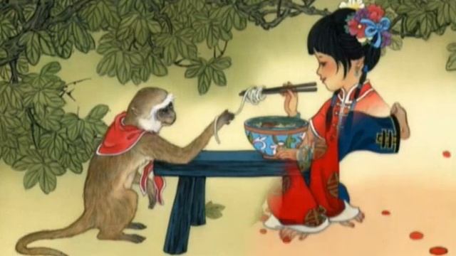 Дети и животные(симпатичные рисунки на рисовой бумаге)