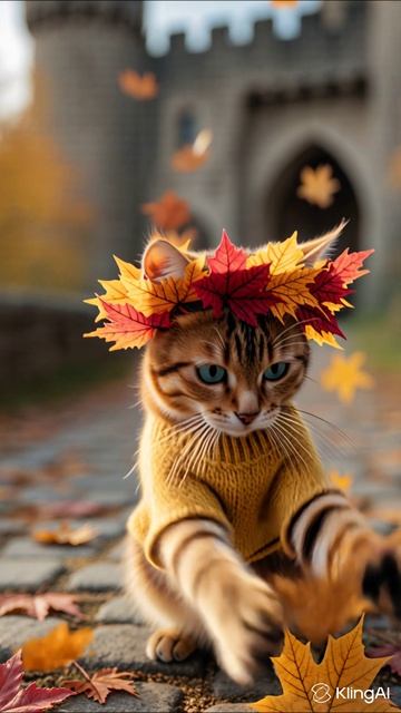 Котик и осень