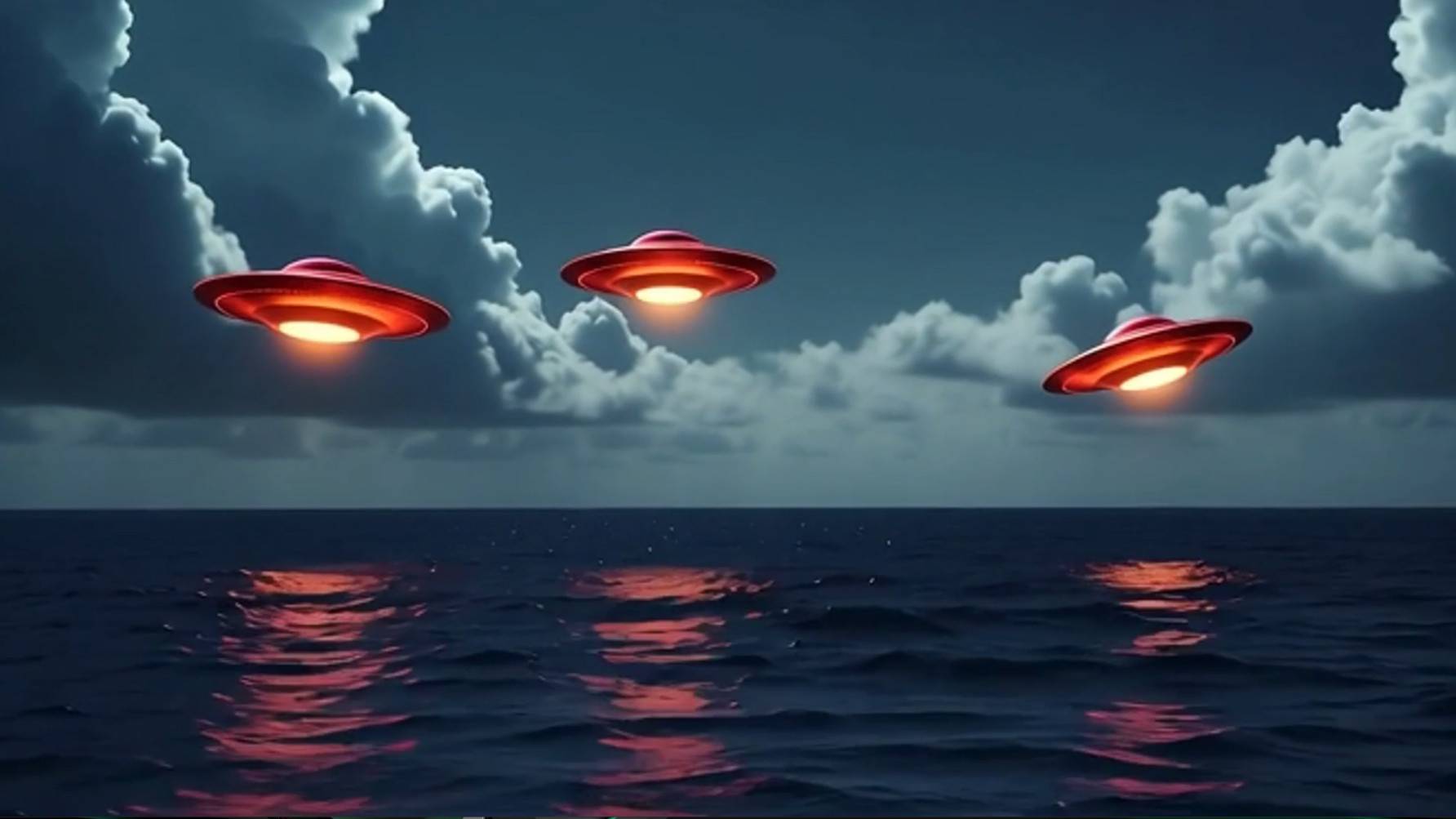 Три красных НЛО над морем в Евпатории.
