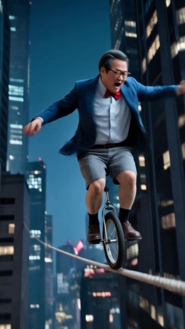 Езда по канату на моноцикле