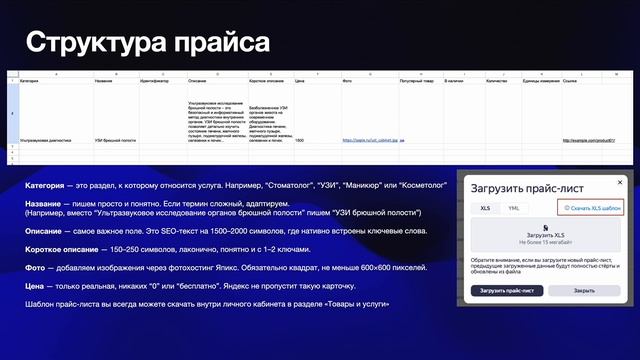 Урок по созданию прайс-листов для Яндекс карт