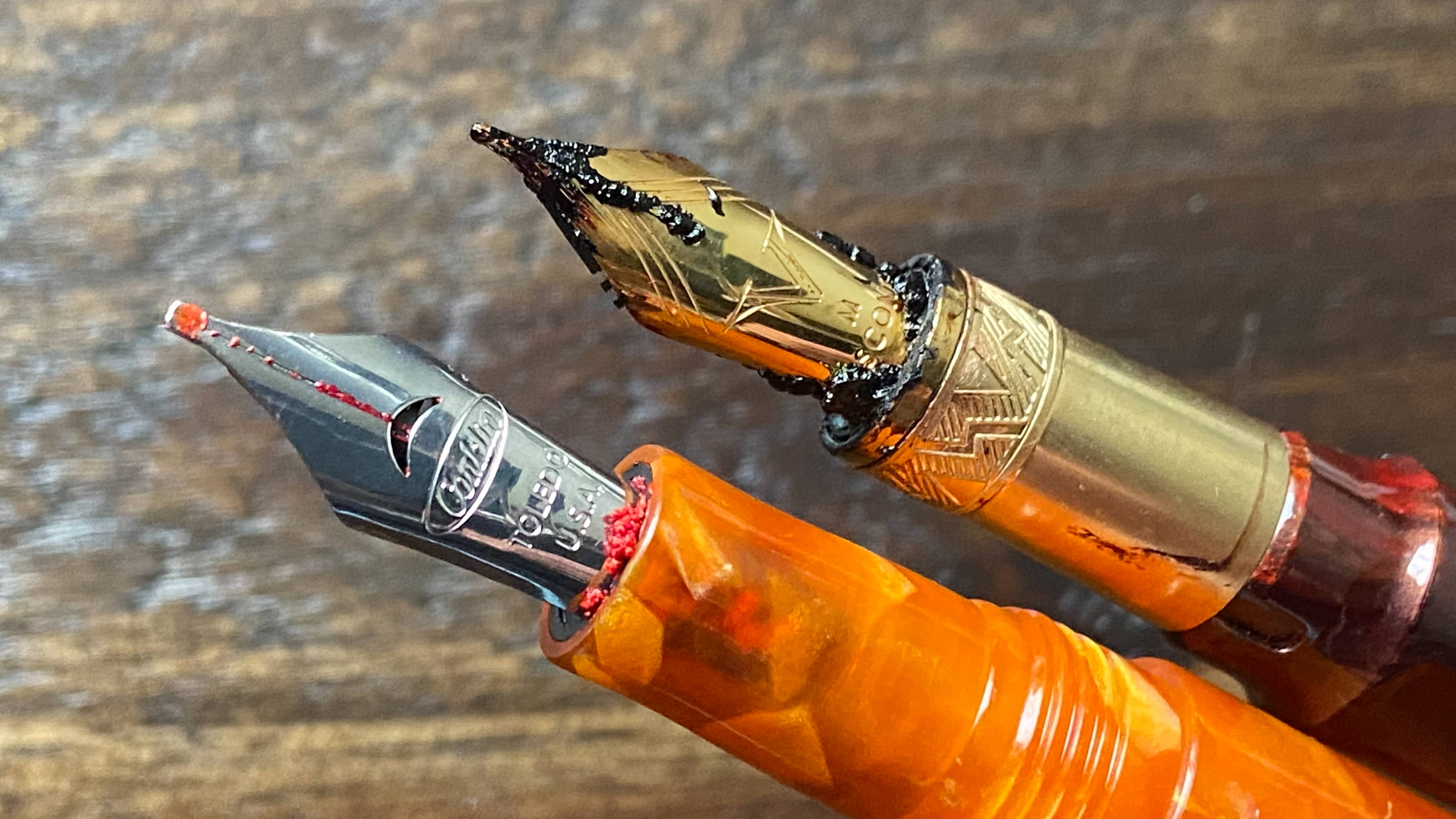 Кристаллизация чернил на пере