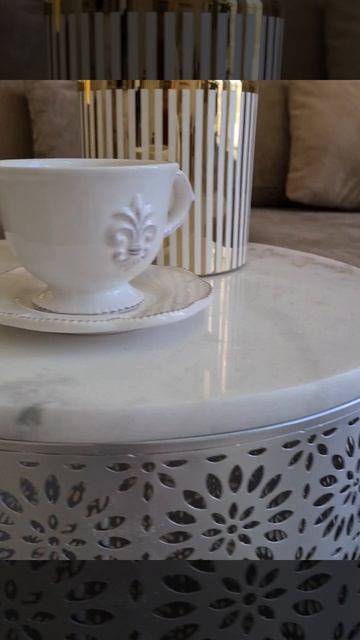 54-207 Столик интерьерный с белым мрамором 41х41х53см Glasar