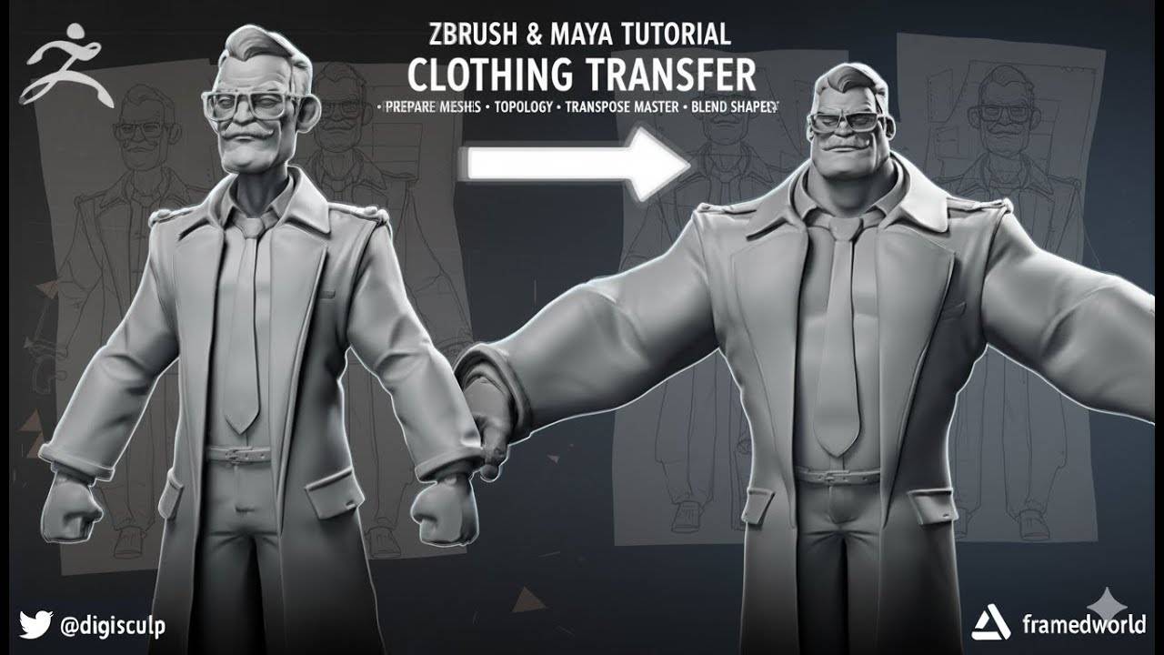 Автоматически переносите одежду на любого персонажа! | ZBrush + Maya Workflow