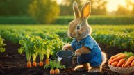 Кролики выращивают морковь: целый день в саду с родителями🐰