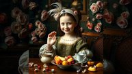 Оживленное фото красивой маленькой девочки, красивый подарок бабушке, видео 5