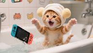 Мультики для детей, котик утопил телефон в ванне, не слушался мамау, мультфильм детям
