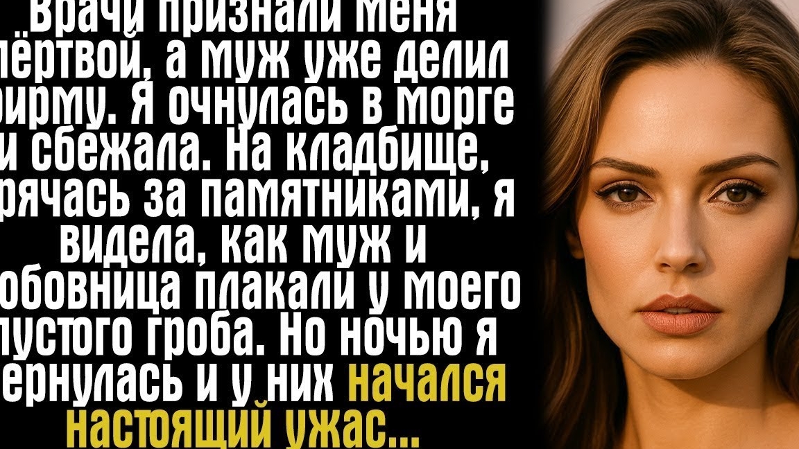 Врачи признали меня мёртвой, а муж уже делил фирму. Я очнулась в морге и сбежала. На кладбище...
