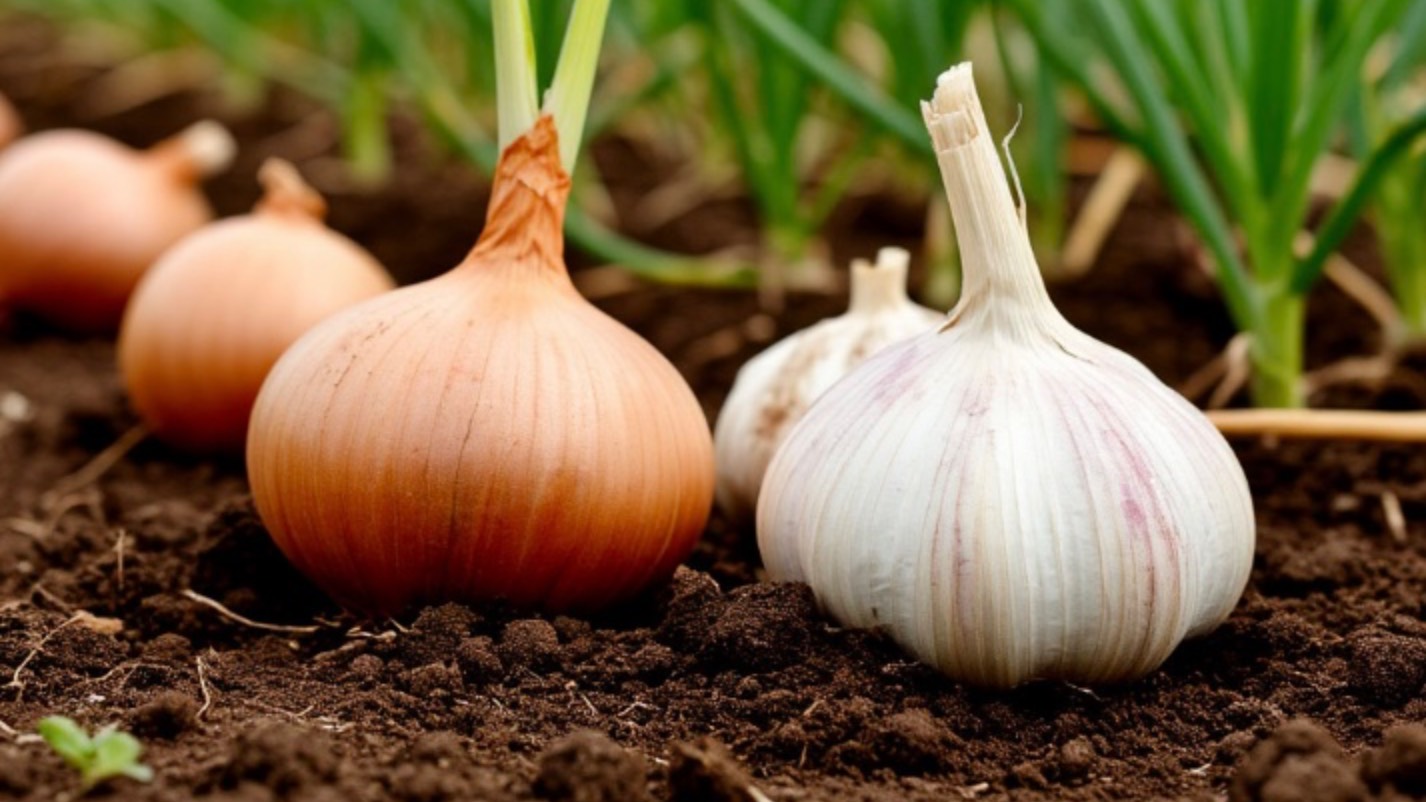 Посадила лук и чеснок