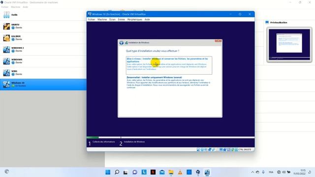 Installation de WINDOWS10, Création des partitions du disque dur