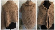 Ажурная косынка с ромбами с цельновязаной каймой спицами🧶Подробный мастер класс🧶
