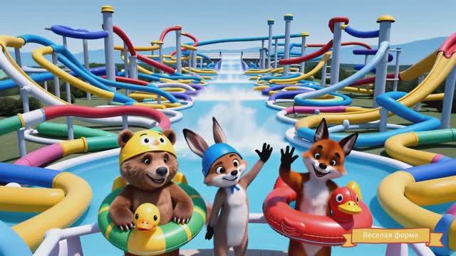 Веселые зверушки в аквапарке🎉✨|Детские мультики| Мультики для детей😊