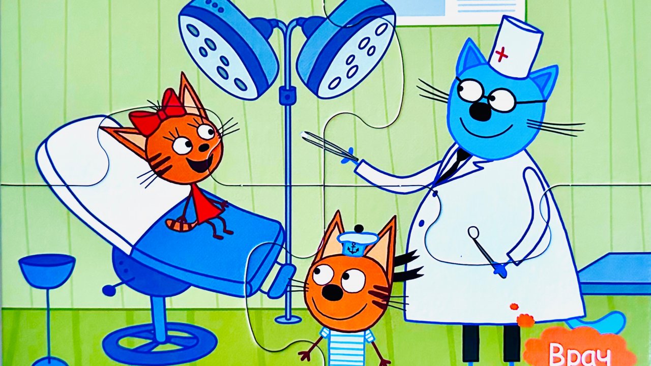 пазлы 🧩 три кота. Видео для детей 🩷