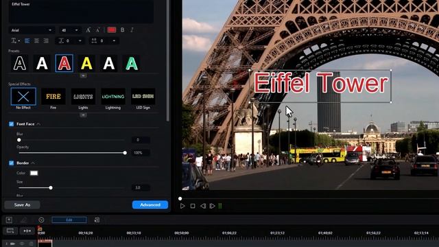 PowerDirector 24...- 365 обновлений предварительный просмотр макета, вертикальный текст, размещение