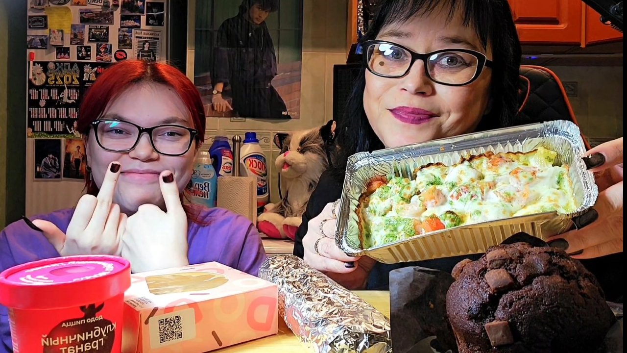 Мукбанг | Сливочная паста с креветками, Додстер,Маффин,Тарт лимонный | Обжор Асмр