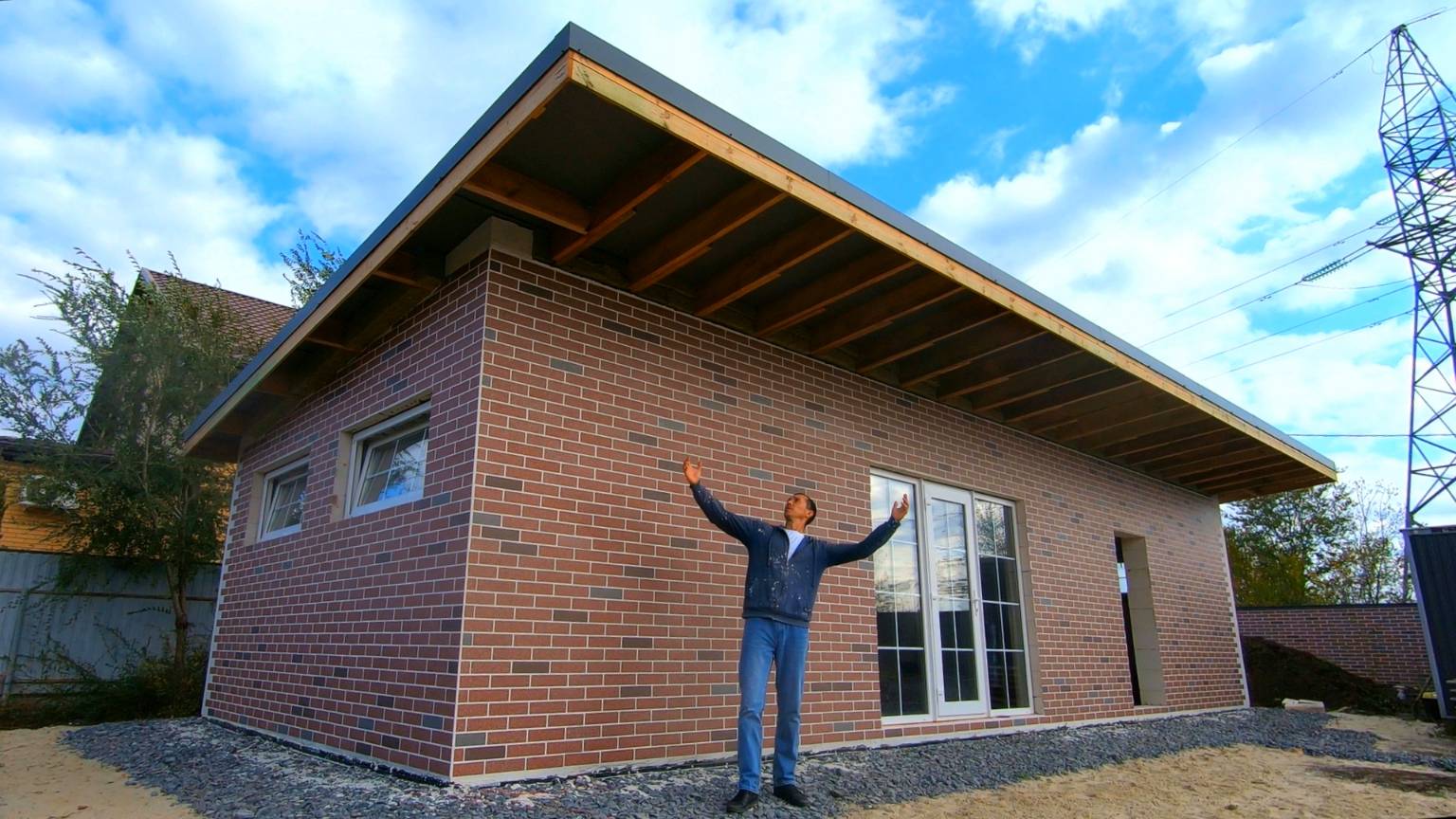 🏡А вот и вишенка на торте! Отделка газобетона под кирпич, подробный процесс🔥