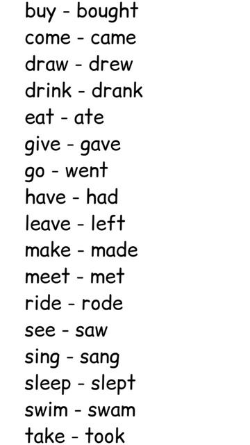 Неправильные глаголы 4 класс