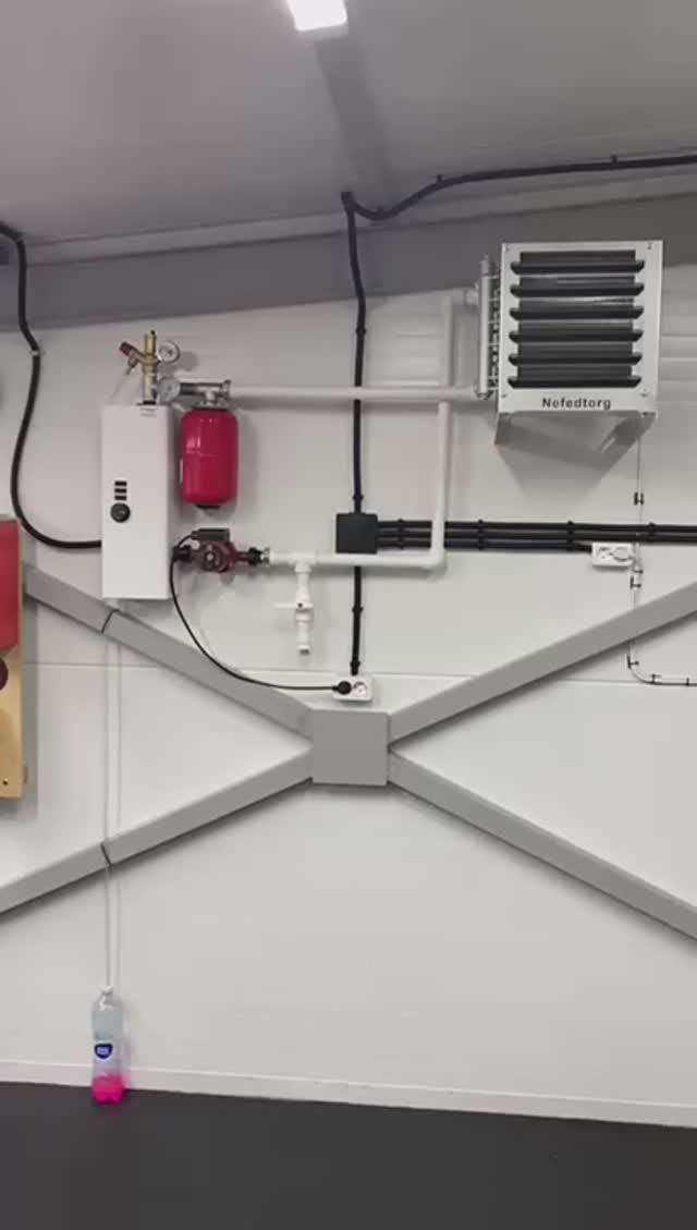 Воздушное отопление гаража. Водяной тепловентилятор Nefedtorg с электро котлом 6 кВт