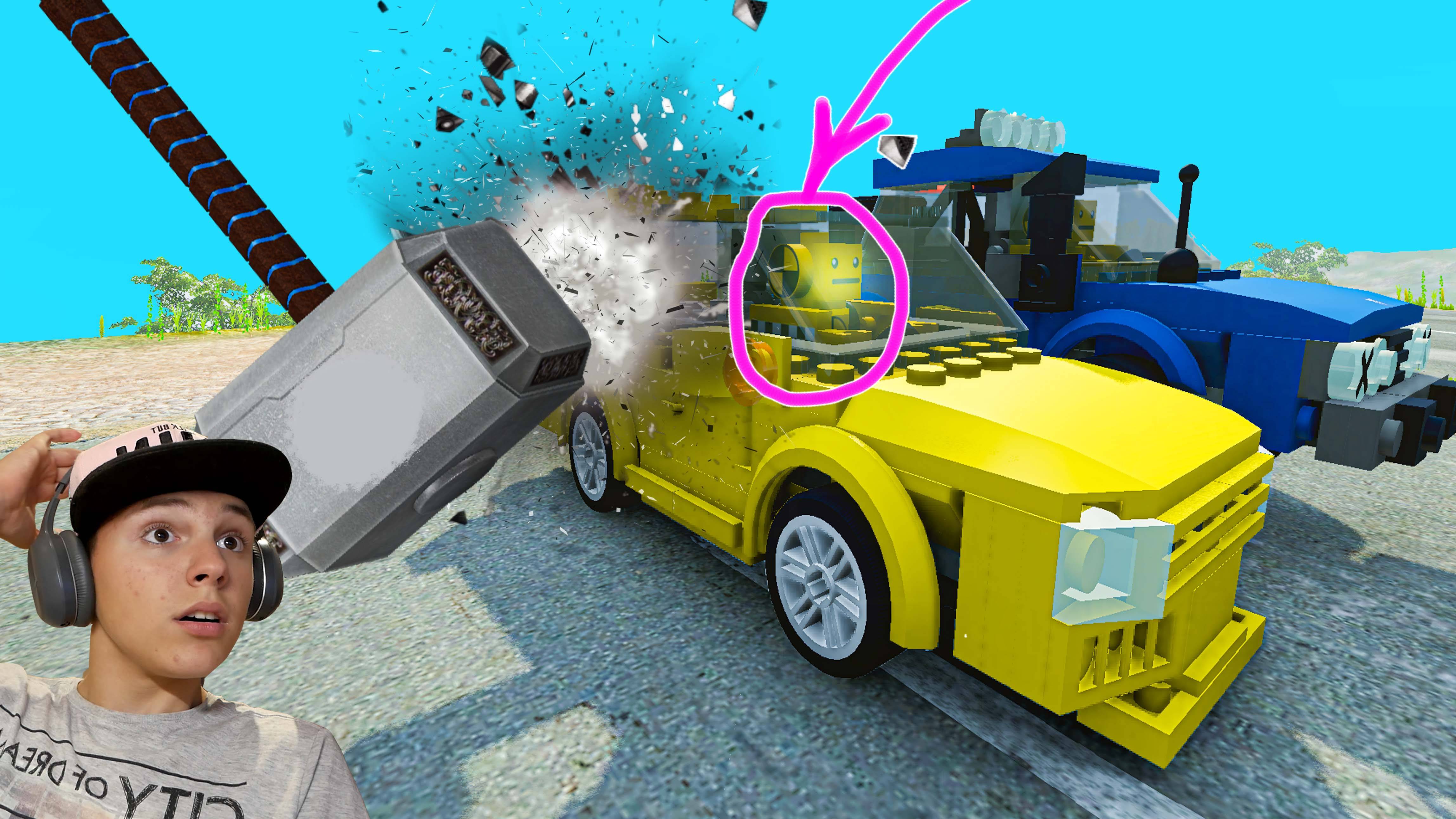 ГРОМАДНЫЙ МОЛОТ против ЛЕГО Машинок в Beamng Drive