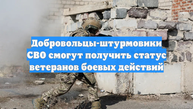 Добровольцы-штурмовики СВО смогут получить статус ветеранов боевых действий