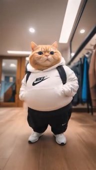 Рыжий кот, любитель модной одежды.