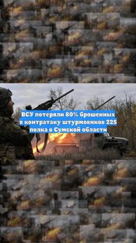 ВСУ потеряли 80% брошенных в контратаку штурмовиков 225 полка в Сумской области
