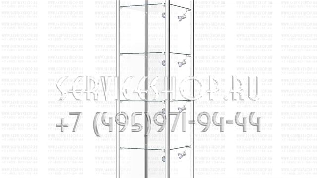 Витрина квадрат алюминиевый профиль со стеклянным верхом