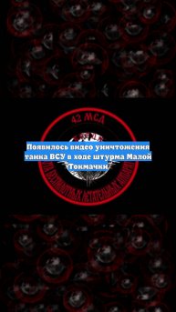 Появилось видео уничтожения танка ВСУ в ходе штурма Малой Токмачки