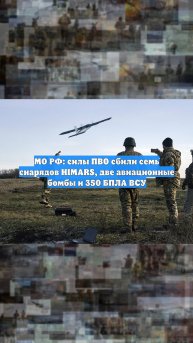 МО РФ: силы ПВО сбили семь снарядов HIMARS, две авиационные бомбы и 350 БПЛА ВСУ