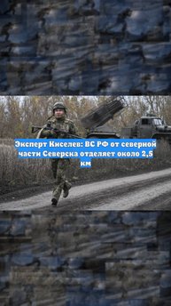 Эксперт Киселев: ВС РФ от северной части Северска отделяет около 2,5 км